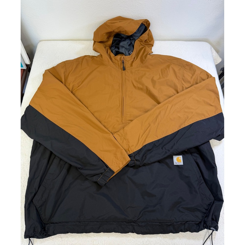 Carhartt Rain Defender Anorak Jacket Mens 2XL Brown Black Loose Fit OJ5749-M